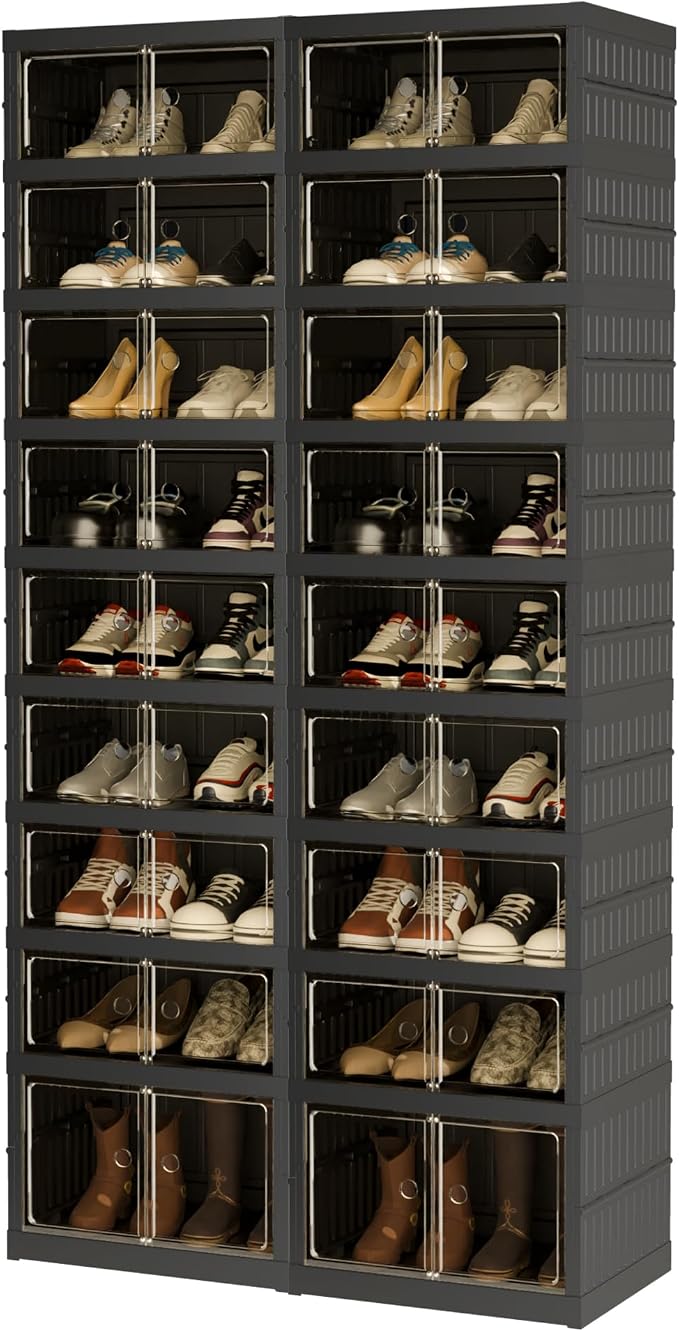 Foldable Shoe Organizer Storage Box Set of 2, Portable Extra Large Folding Shoe - Image 9