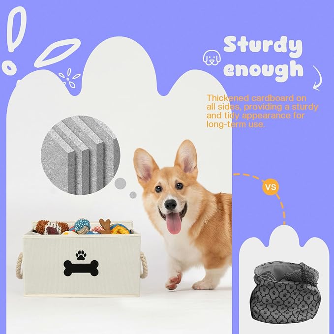 Dog Toy Basket with Lid, Dog Basket - Image 5