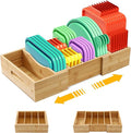 Expandable Food Container Lid Organizers Inside Cabinet, Bamboo Lids Organizer by PJOETYONE