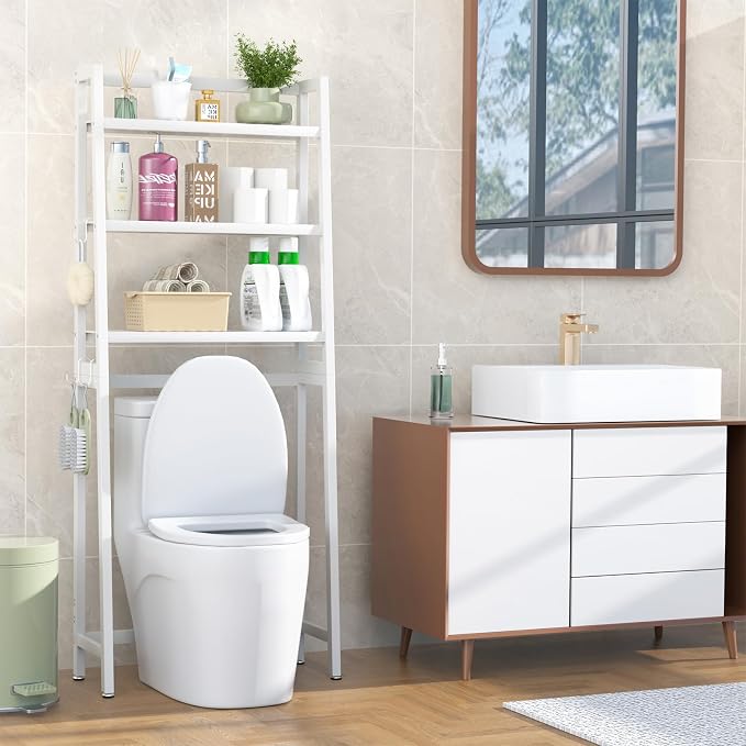 VASMIA Over The Toilet Storage, Bamboo 3-Tier Bathroom Organizer Over Toilet - Image 2