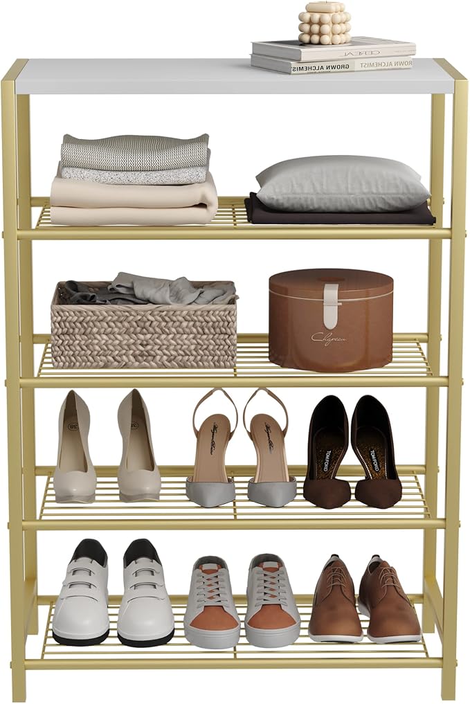 HOMEFORT 5-Tier Shoe Rack, Shoe Storage Shelf, Industrial Shoe Tower, Narrow - Image 9