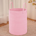 Large Woven Laundry Basket Hamper, 80L Cotton Rope Storage Bin by JMvicyroam