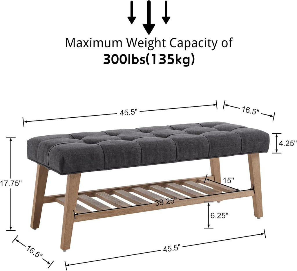 Entryway Shoe Bench Storage Benches with Upholstered Button Tufted