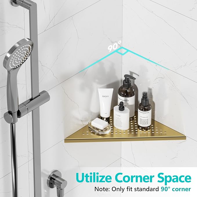 Bathroom Corner Shelf, Recessed 10" Shower Shelf Caddy, SUS304 Stainless Steel - Image 3