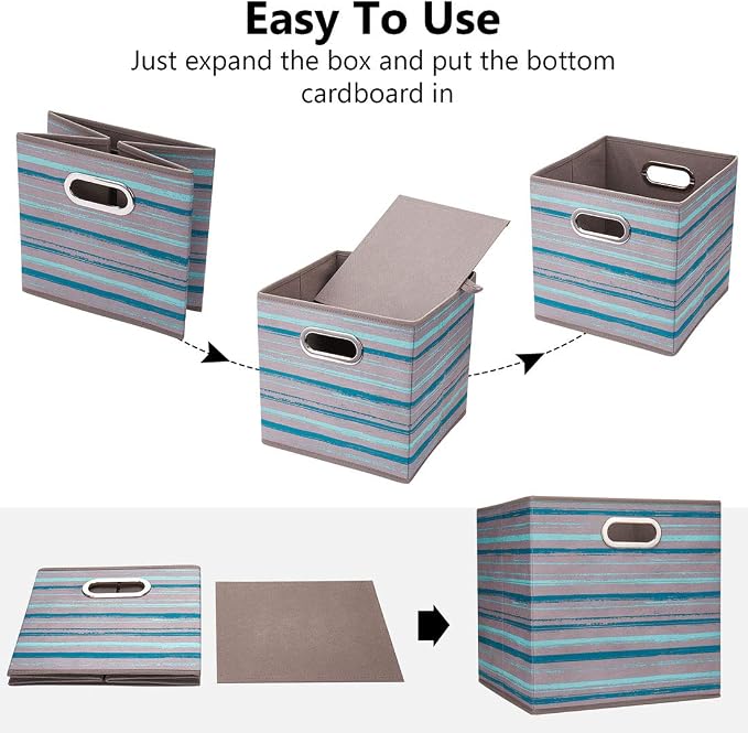 i BKGOO Cloth Storage Bins Set of 4 Thick Fabric Drawers Foldable Cubes Basket - Image 5