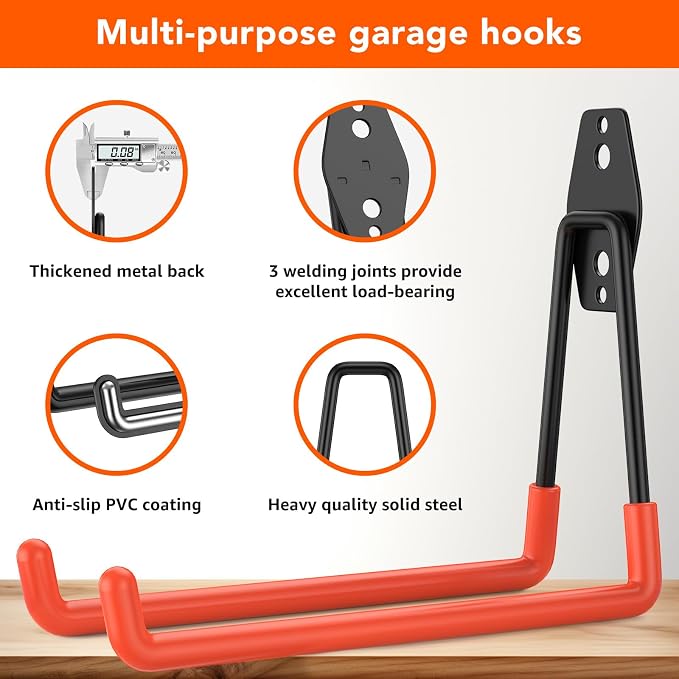42 Pack Garage Hooks with Anti-Slip Coating Heavy Duty Wall Mount Hooks - Image 3