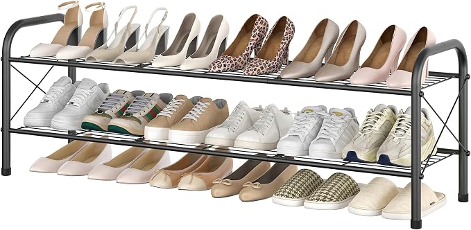 Hoctieon 2 Tier Shoe Rack for Closet, Durable Mesh Style Shoe Rack, Entryway by Hoctieon