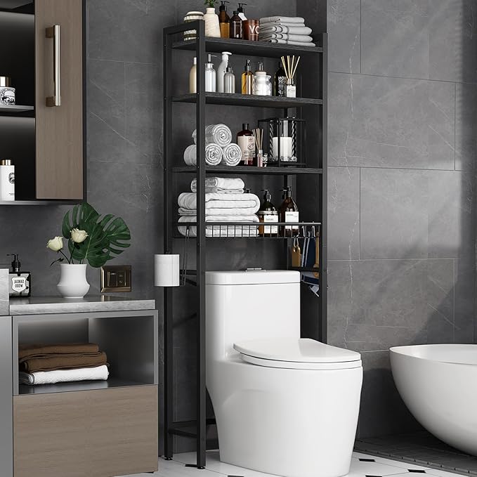 Over-The-Toilet Storage Rack, 4-Tier Bathroom Organizer Shelf Over Toilet by Kalrin