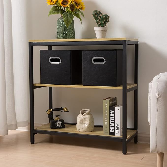 PRANDOM Leather Foldable Cube Storage Bins 11x11 inch Fabric Storage Baskets - Image 3