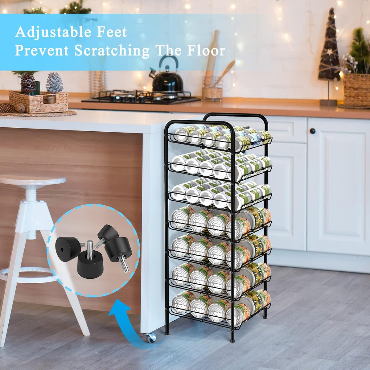 Vrisa Can Organizer for Pantry 7-tier Can Rack Organizer Metal Can