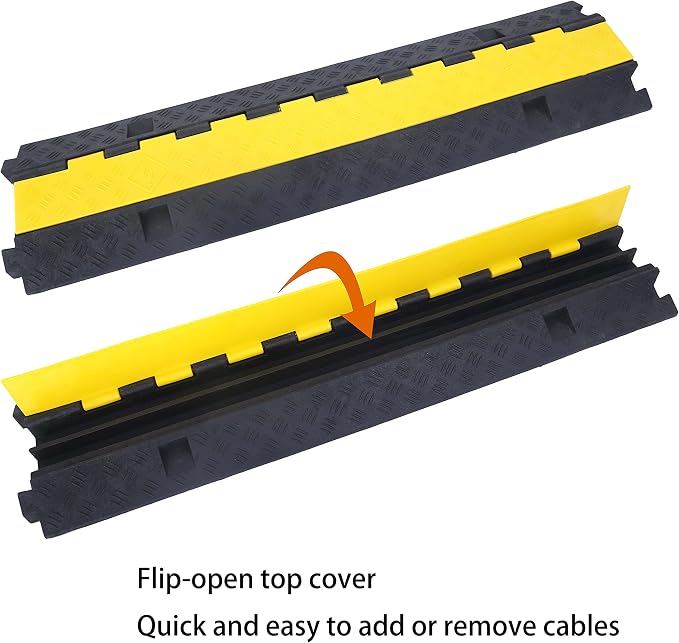 Cable Ramp Cable Protector Ramps Wire Hose Protective 2 Channel Traffic Rubber - Image 3