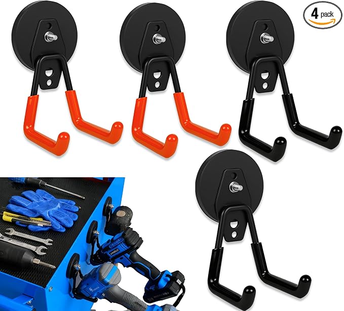 4 Pack Strong Magnet Hooks Heavy Duty, Rubber Coated No Damage Hook by Haikole