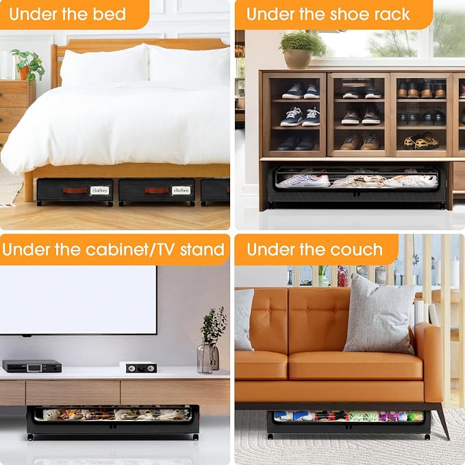 Under Bed Storage with Wheels 2Pack Storage Containers with Clear Window&Label - Image 7