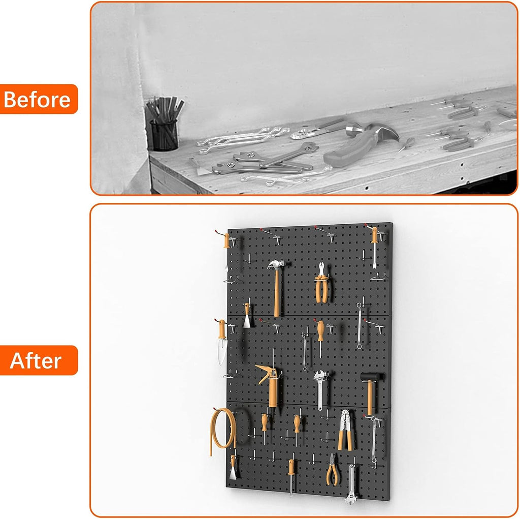 TORACK 3 PCS Metal Pegboard Panels(12x24 in) for Wall, 36x24 in Peg