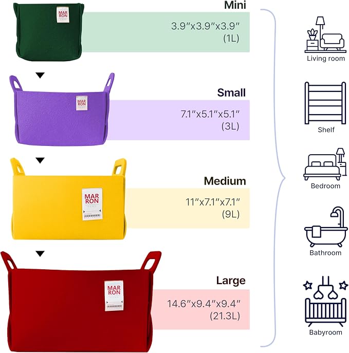 Collapsible Felt APRICOT Storage Bin Small 7.1"x5.1"x5.1" – Foldable Basket - Image 5