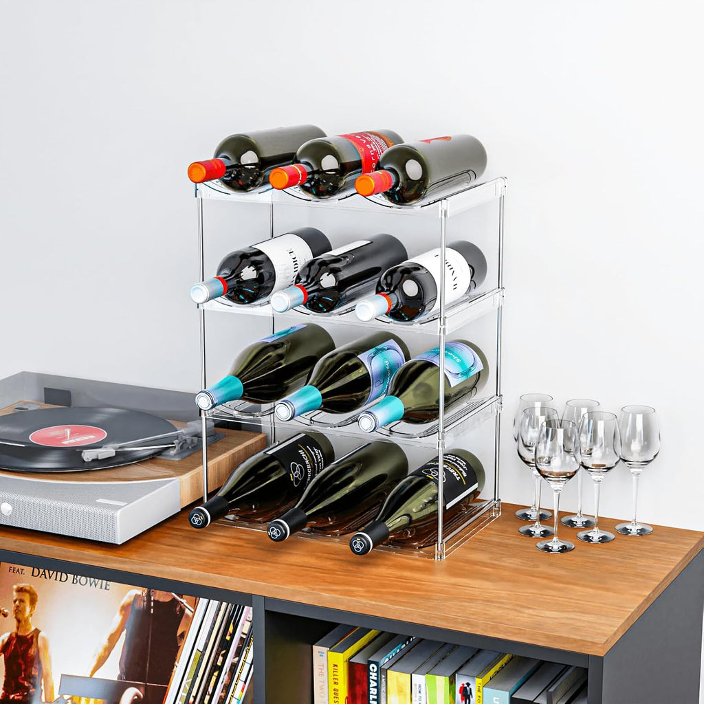 Stackable Water Bottle Organizer for Cabinet,4 Tier Water Bottle