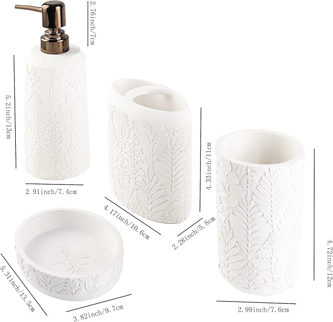 Hymmah Bathroom Accessories Set, Toothbrush Holder, Farmhouse Decor, Contain - Image 2