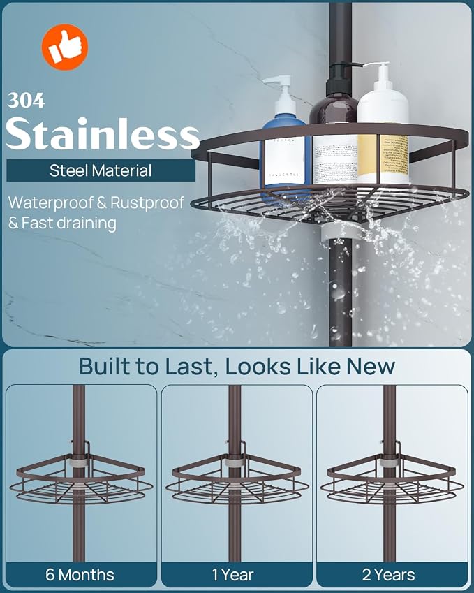 SEIRIONE Rustproof Shower Corner Caddy Organizer - Image 3