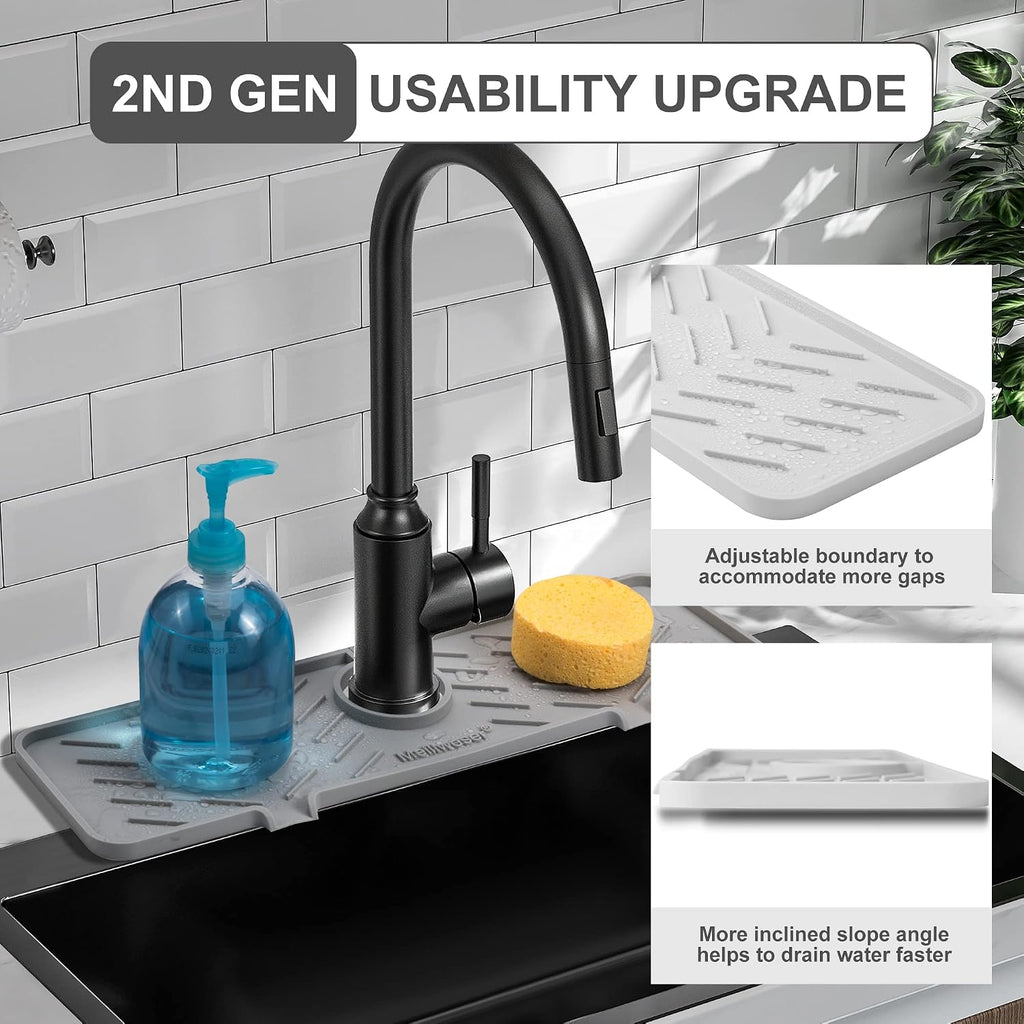Silicone Faucet Mat for Kitchen Sink – Gen 2 Splash Guard with