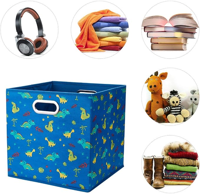 i BKGOO Cloth Storage Bins Set of 4 Thick Fabric Drawers Foldable Cubes Basket - Image 3