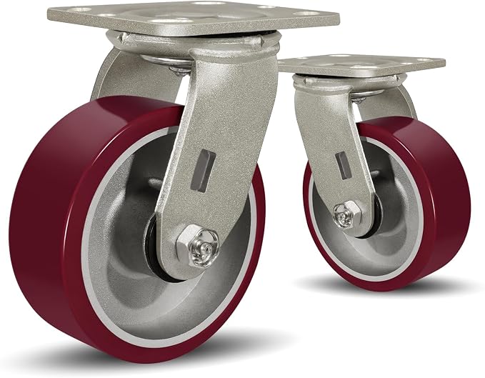 SY America 5" X 2" Casters Wheels, Heavy Duty Industrial Casters，Polyurethane by SYAmericaIndustrialCasters