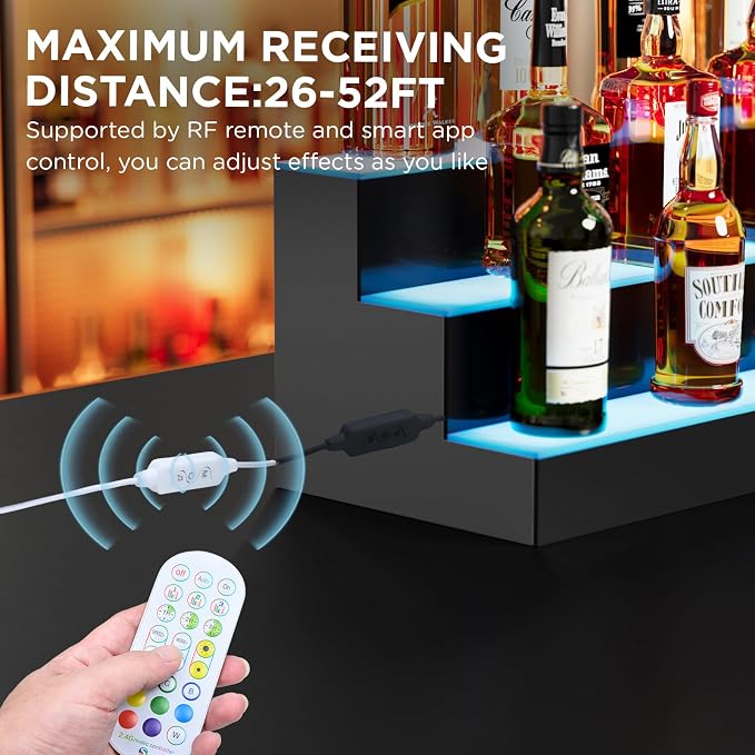 Dethan 3 Tier 20 Inch LED Lighted Liquor Bottle Display Shelf - Image 4