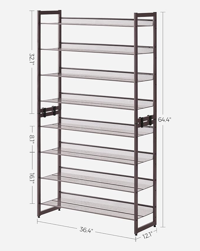 SONGMICS Shoe Rack, 8-Tier Shoe Organizer, Metal Rack - Image 3
