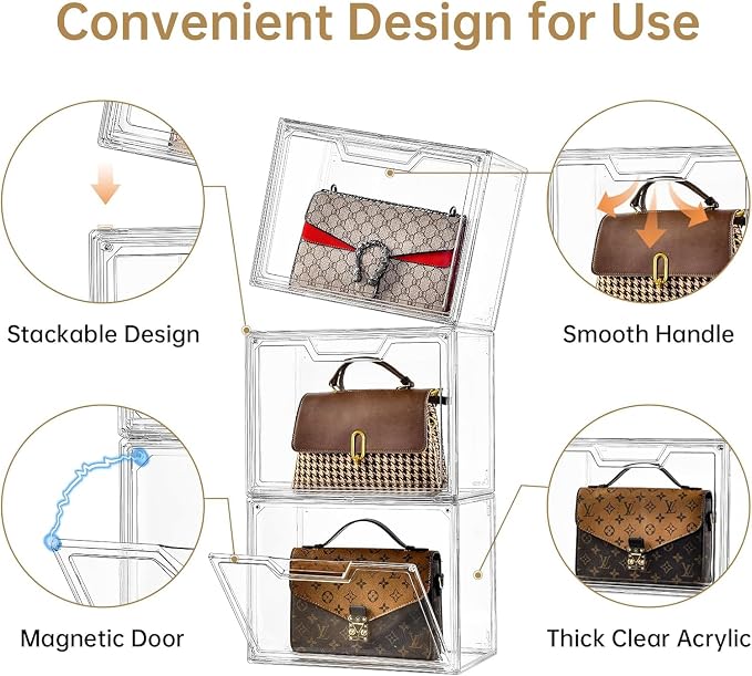 Purse Organizer for Closet, Purse Storage Box - Image 3