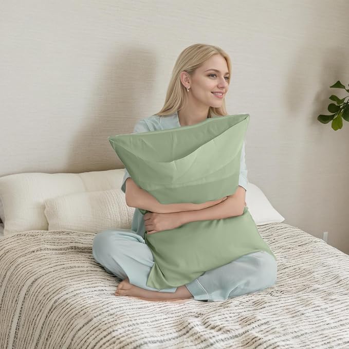 TELUS Body Cooling Pillow Case Cover, Bamboo Rayon & Lyocell Pillowcase - Image 6
