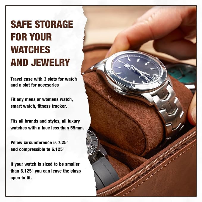 Awesometik 3 Slot Luxury Travel Faux Leather Watch Case. Watch Storage - Image 6