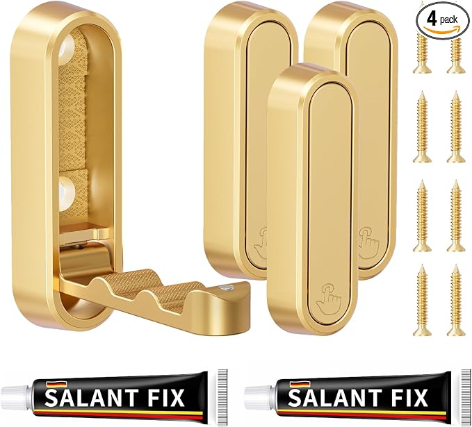4-Pack Heavy Duty Zinc Alloy Folding Wall Hooks by CMRUI