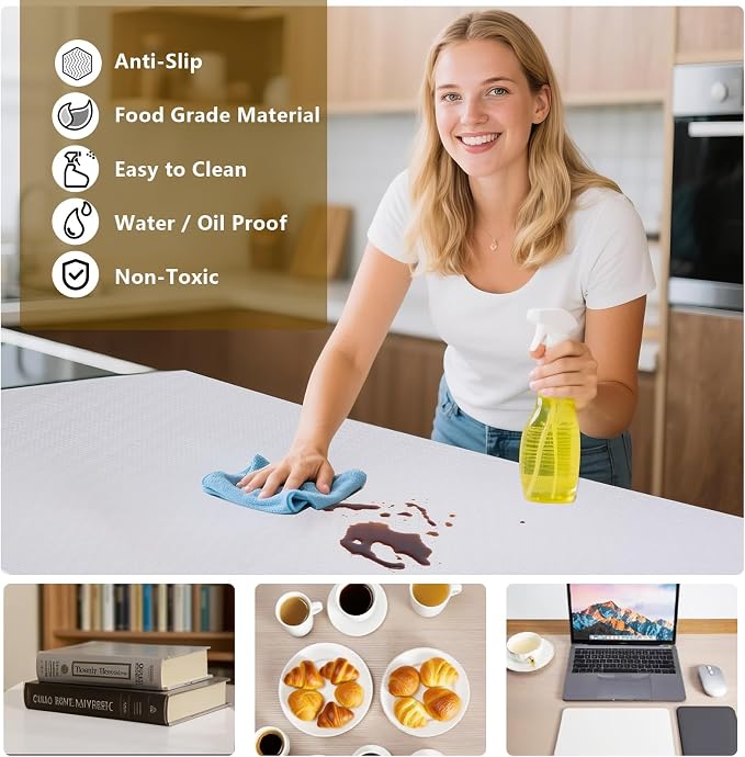 Shelf Liner, 11.8 Inches x 40 FEET Non-Slip Kitchen Cabinet Liner, Washable - Image 3