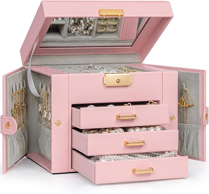 TORIBIO Jewelry Box for Women, Leather Jewelry Organizer by TORIBIO