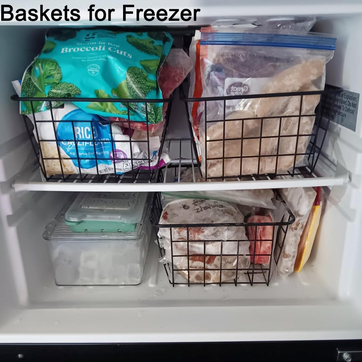 Wire Baskets for Organizing, 4 Pack Household Pantry Basket Black