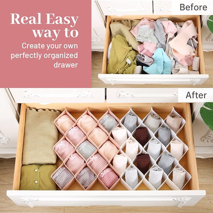 ROUFA Sock Drawer Organizer for Dresser, Honeycomb Underwear Dividers for Women - Image 3