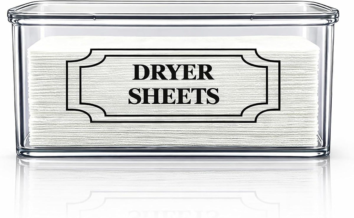 SSTATES Clear Acrylic Dryer Sheets Holder, Flip-top Laundry Pods