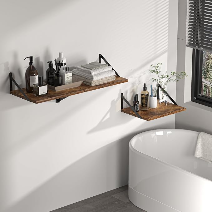 Heimlove Deep Floating Shelves for Wall, 16W x 12D Wood Wall Shelves Set of 2 - Image 6