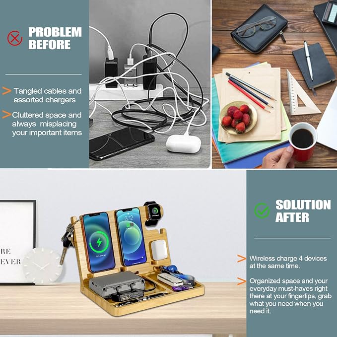 Nightstand Charging Station, 27W Fast Charging Wireless Charger Stand - Image 2