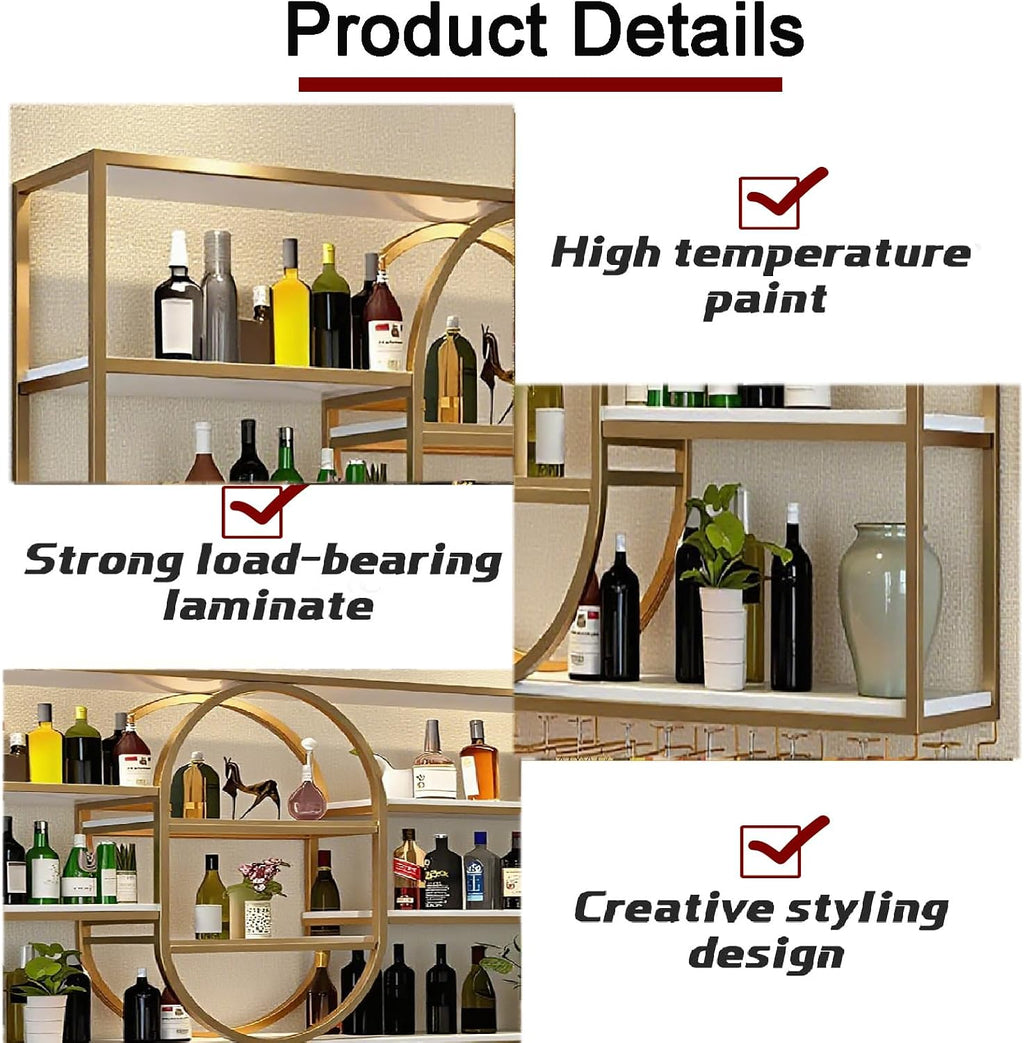 63IN Large Wall Mount Wine Rack, Metal 4 Tier Hanging Bottle Holder