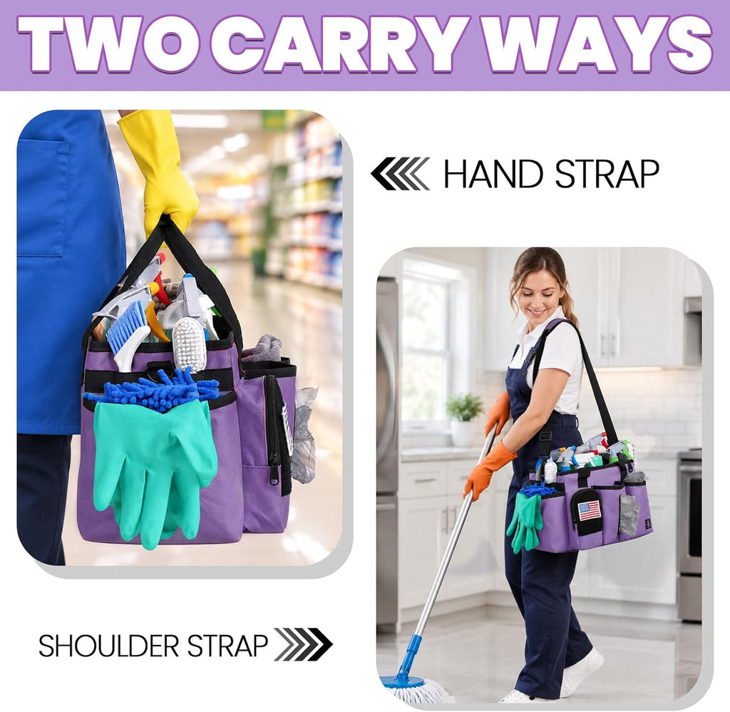 Cleaning Caddy Bag Built-in hard plastic sheet Adjustable Shoulder