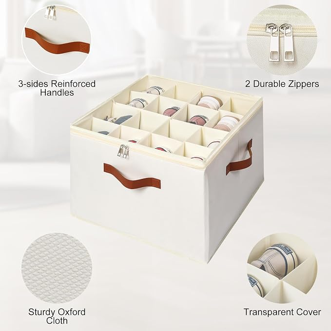 Fabric Shoe Organizer for Closet, Foldable Shoe Storage Bins - Image 5