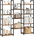 NUMENN Triple Column 4 Tier Bookshelf with 11 Adjustable Shelves