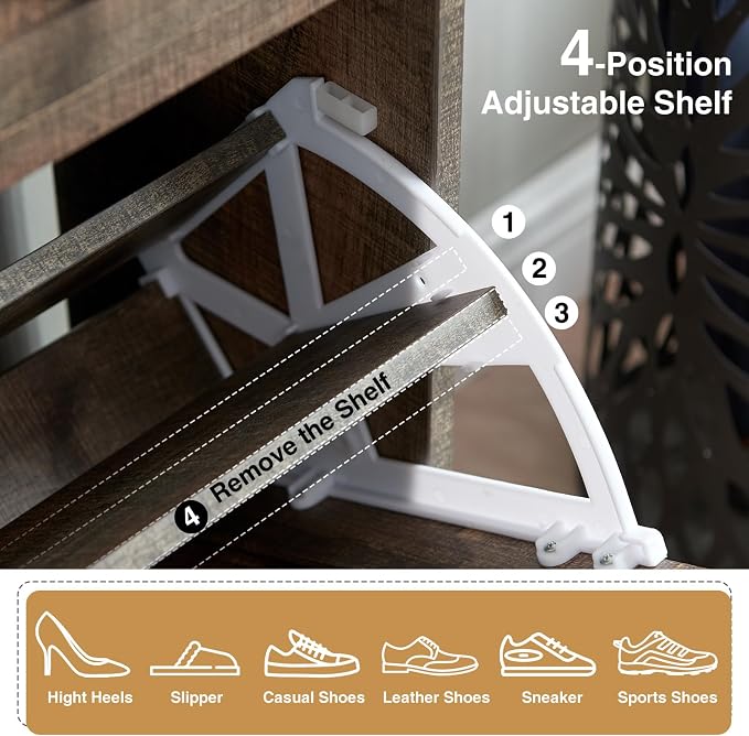 Shoe Storage Cabinet, Farmhouse Shoe Organizer - Image 4