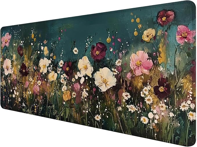 Vintage Wildflower Large Mouse Pad 31.5x15.7inch, Retro Floral Large Extended by Unknown