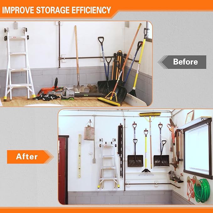 Heavy Duty Garage Hooks 4 Pack, J Shaped Hanger, Wall Mounted Storage System - Image 5