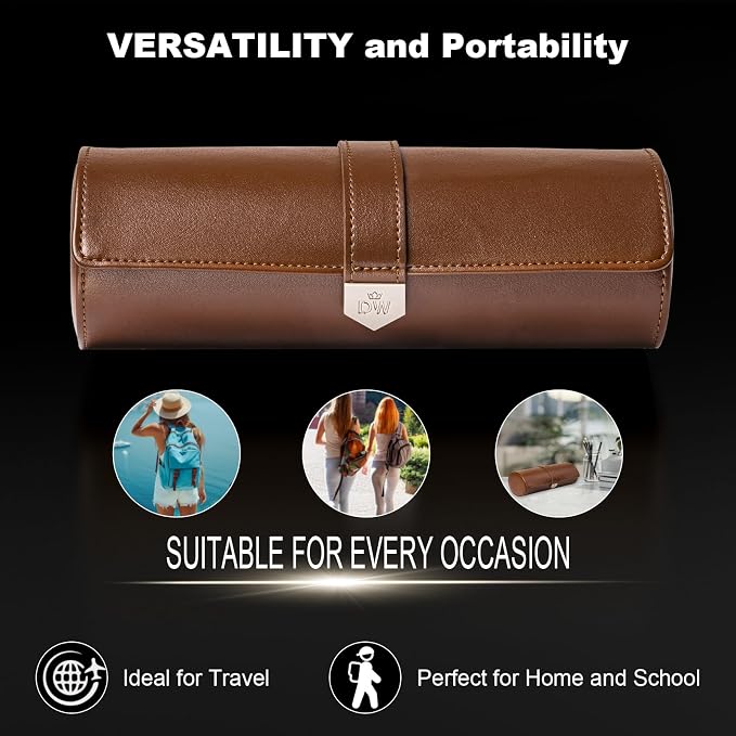 DUKWIN Watch Roll for 3 Watches, Vegan Leather Travel Watch Case Organizer - Image 8