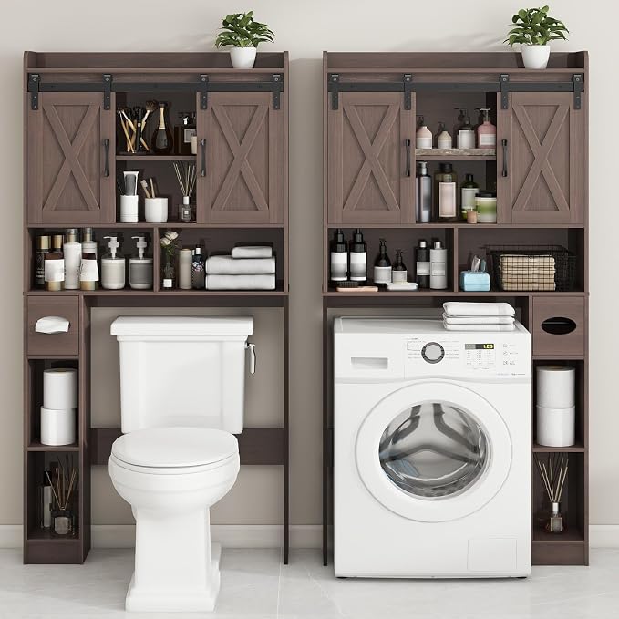 Vabches Over The Toilet Storage Cabinet, Farmhouse Storage Cabinet Over Toilet - Image 4