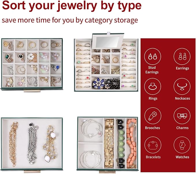 BOOVO Clear Lid Jewelry Box, 4 Layers Jewelry Organizer Large Jewelry Storage - Image 3