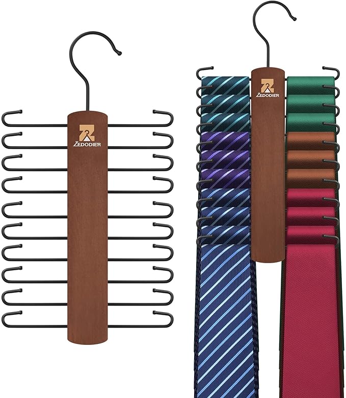 ZEDODIER Wooden Tie Rack, Tie Hanger by ZEDODIER