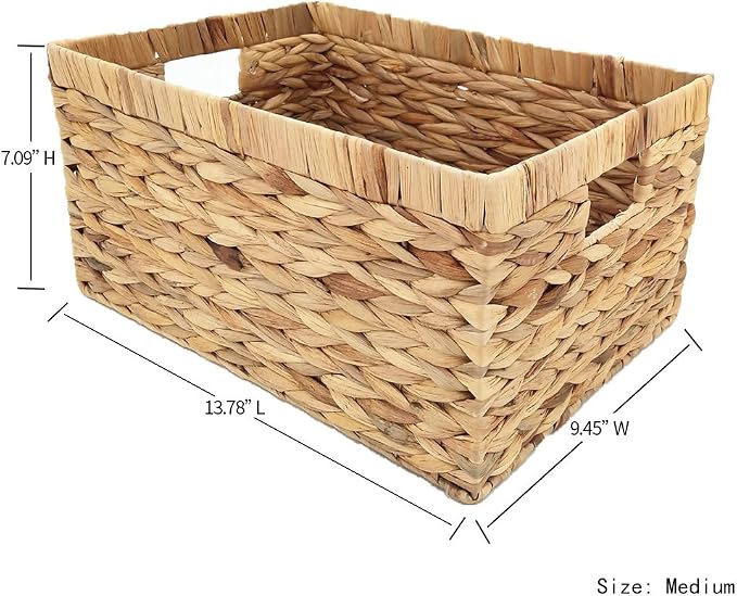 Storage Container, Natural Water Hyacinth Storage Bins Rectangular Basket - Image 2